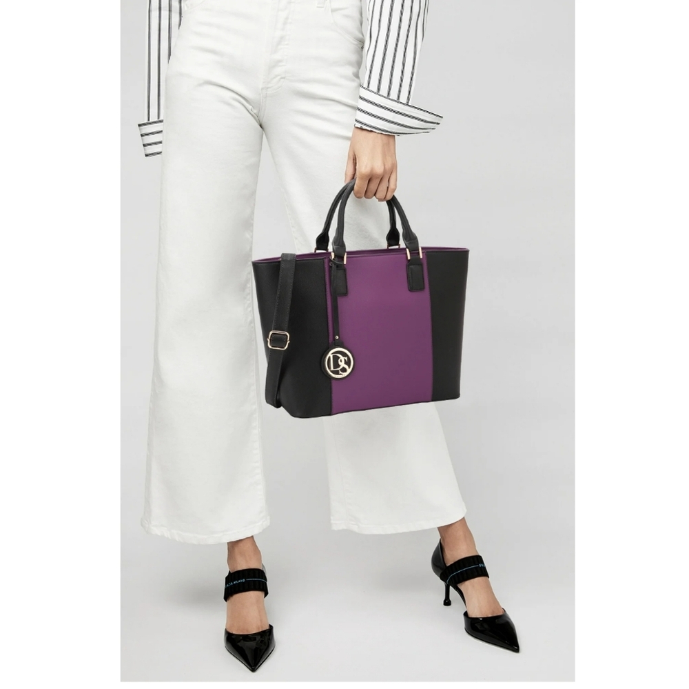 DASEIN Purple and Black Tote Bag